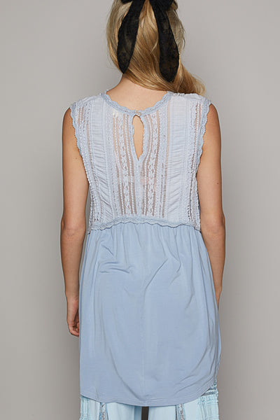 Pastel Blue Vintage Lace Top