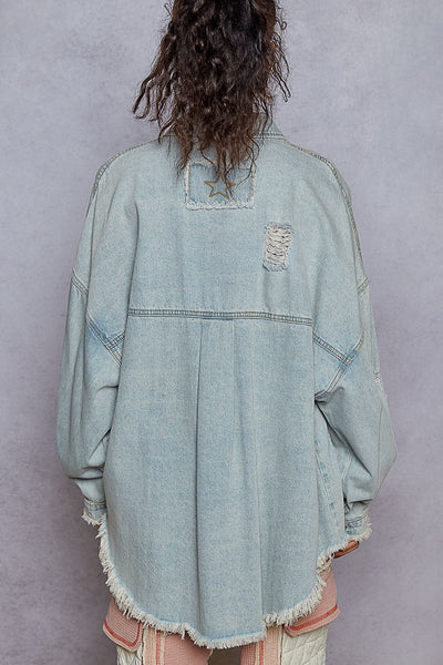 Distressed Light Wash Denim Jacket