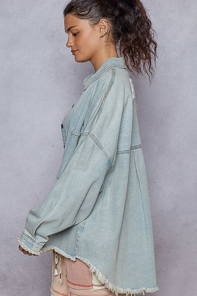 Distressed Light Wash Denim Jacket