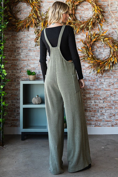Olive Corded Button Jumpsuit