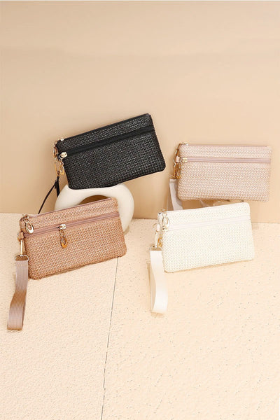 Boho Woven Straw Wristlet Bag