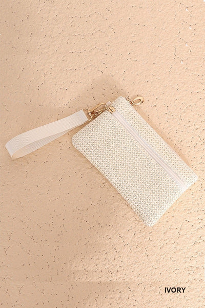 Boho Woven Straw Wristlet Bag