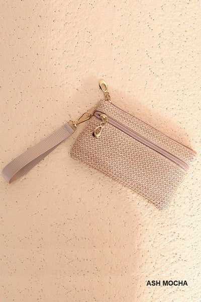 Boho Woven Straw Wristlet Bag
