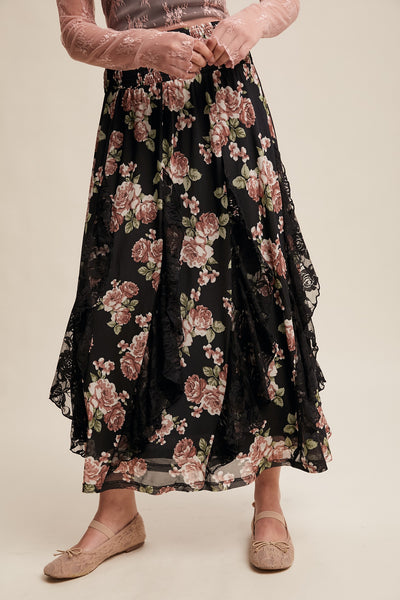 Black Rose Garden Lace Skirt