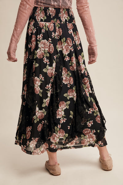 Black Rose Garden Lace Skirt
