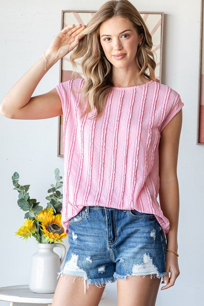 Bubblegum Pink Textured Blouse