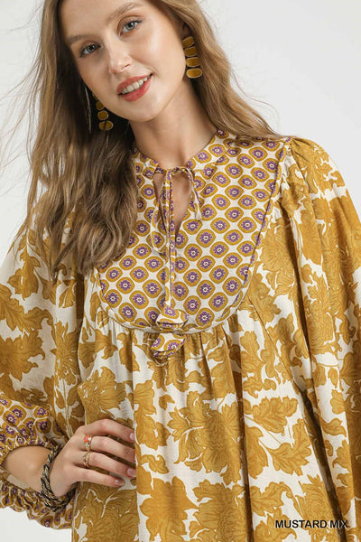 Mustard Mix Floral Print Dress