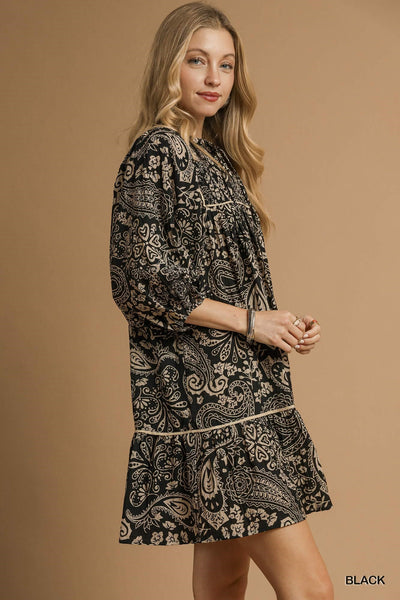 Black Paisley Bohemian Dress