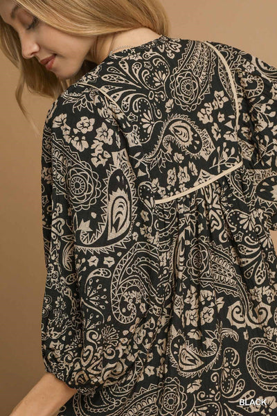 Black Paisley Bohemian Dress