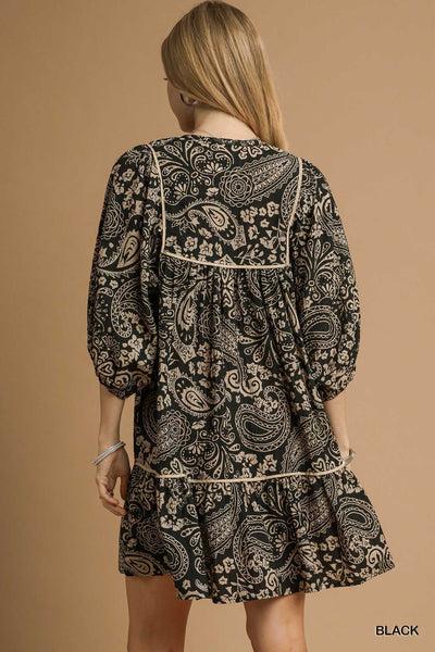 Black Paisley Bohemian Dress