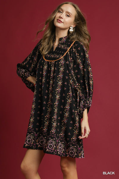 Black Boho Floral Dress