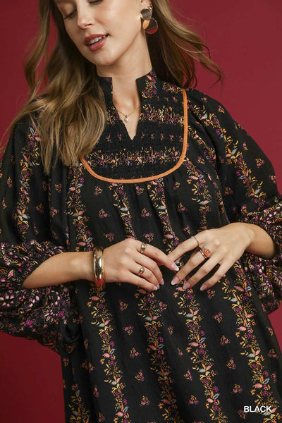 Black Boho Floral Dress