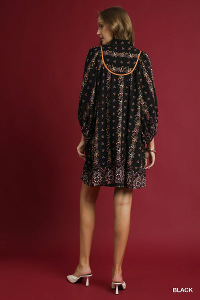 Black Boho Floral Dress
