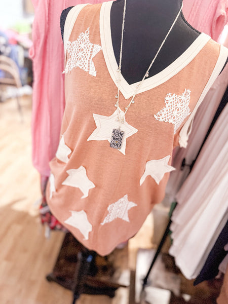 Peach Jam Star Patch Sleeveless Top