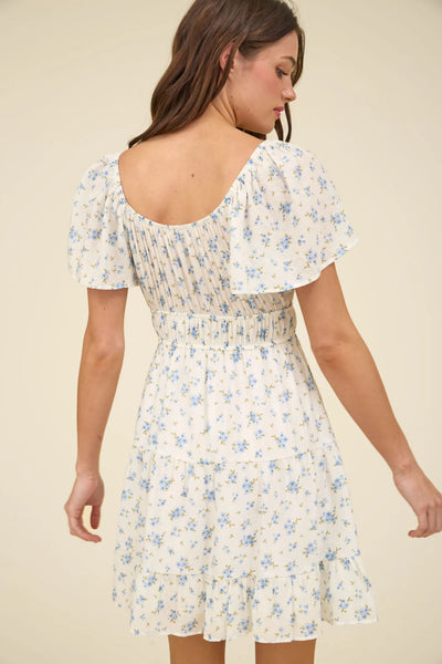 Keelen Blue Floral Mini Dress