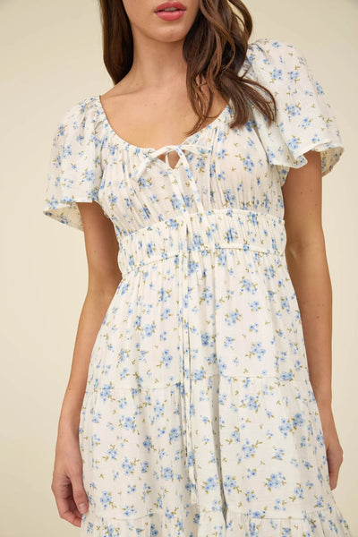 Keelen Blue Floral Mini Dress