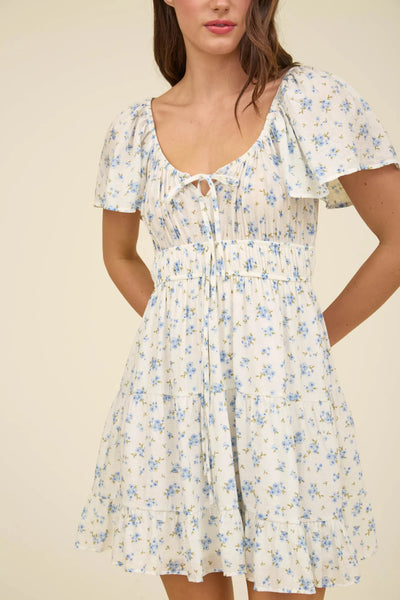 Keelen Blue Floral Mini Dress