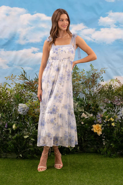 Faith Floral Crochet Strap Maxi Dress