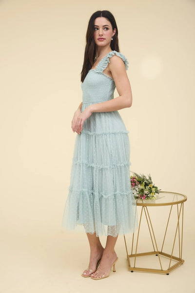 Leina Polka Dot Chiffon Smocked Dress