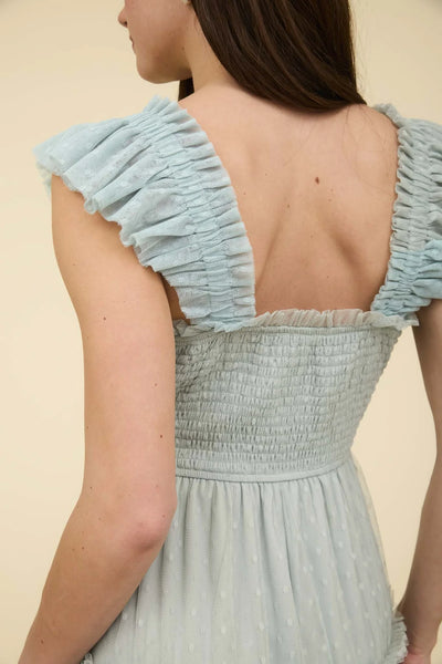 Leina Polka Dot Chiffon Smocked Dress