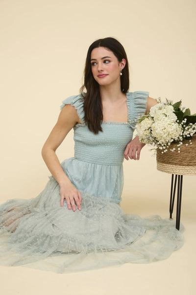 Leina Polka Dot Chiffon Smocked Dress