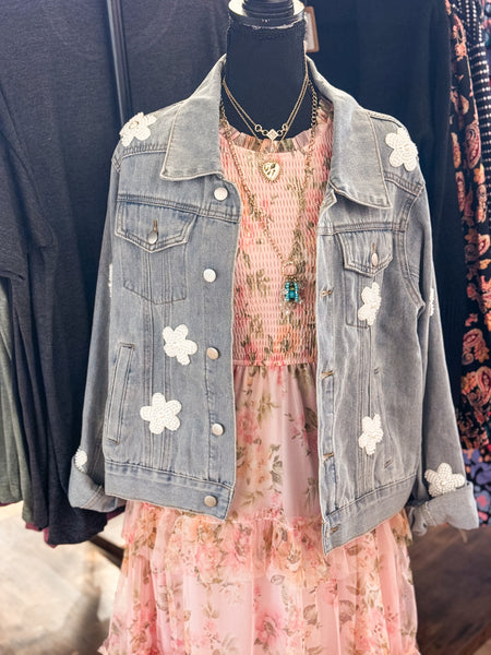 Denim & Pearls Flower Jacket