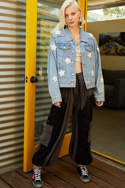 Denim & Pearls Flower Jacket