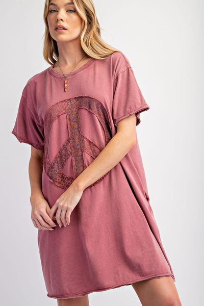 Plum Peace Patch T-shirt Dress