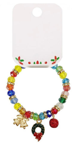 Multicolored Beaded Christmas Stretch Bracelet