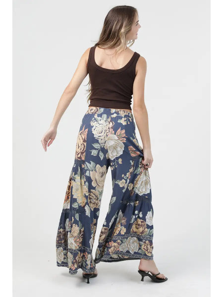 Corrie Navy Floral Boho Pants