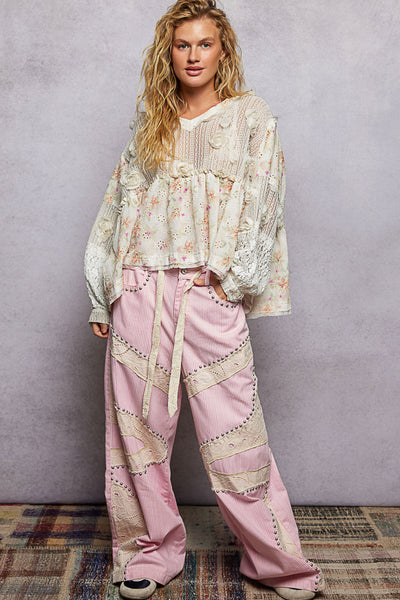 Maeve Cream Floral Eyelet Top