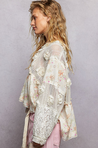 Maeve Cream Floral Eyelet Top