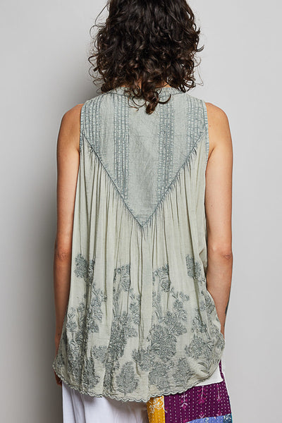 Willow Sage Embroidered Top