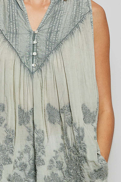 Willow Sage Embroidered Top