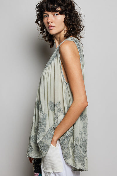 Willow Sage Embroidered Top
