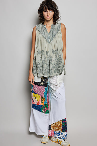 Willow Sage Embroidered Top