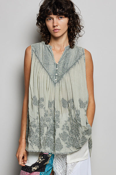 Willow Sage Embroidered Top