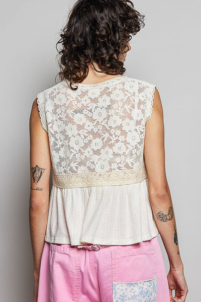 Clara Cream Lace Textured Top