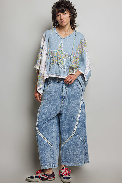 Steel Blue Star Patch Top