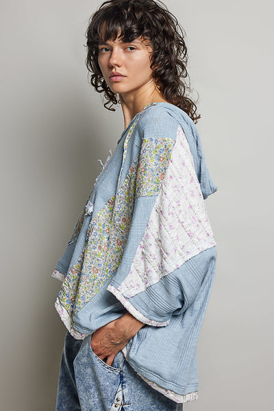 Steel Blue Star Patch Top