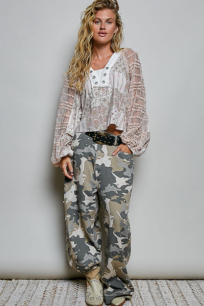 Ella Soft Pink Lace Contrast Top