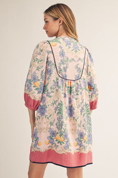 Amelia Pink Floral Boho Dress