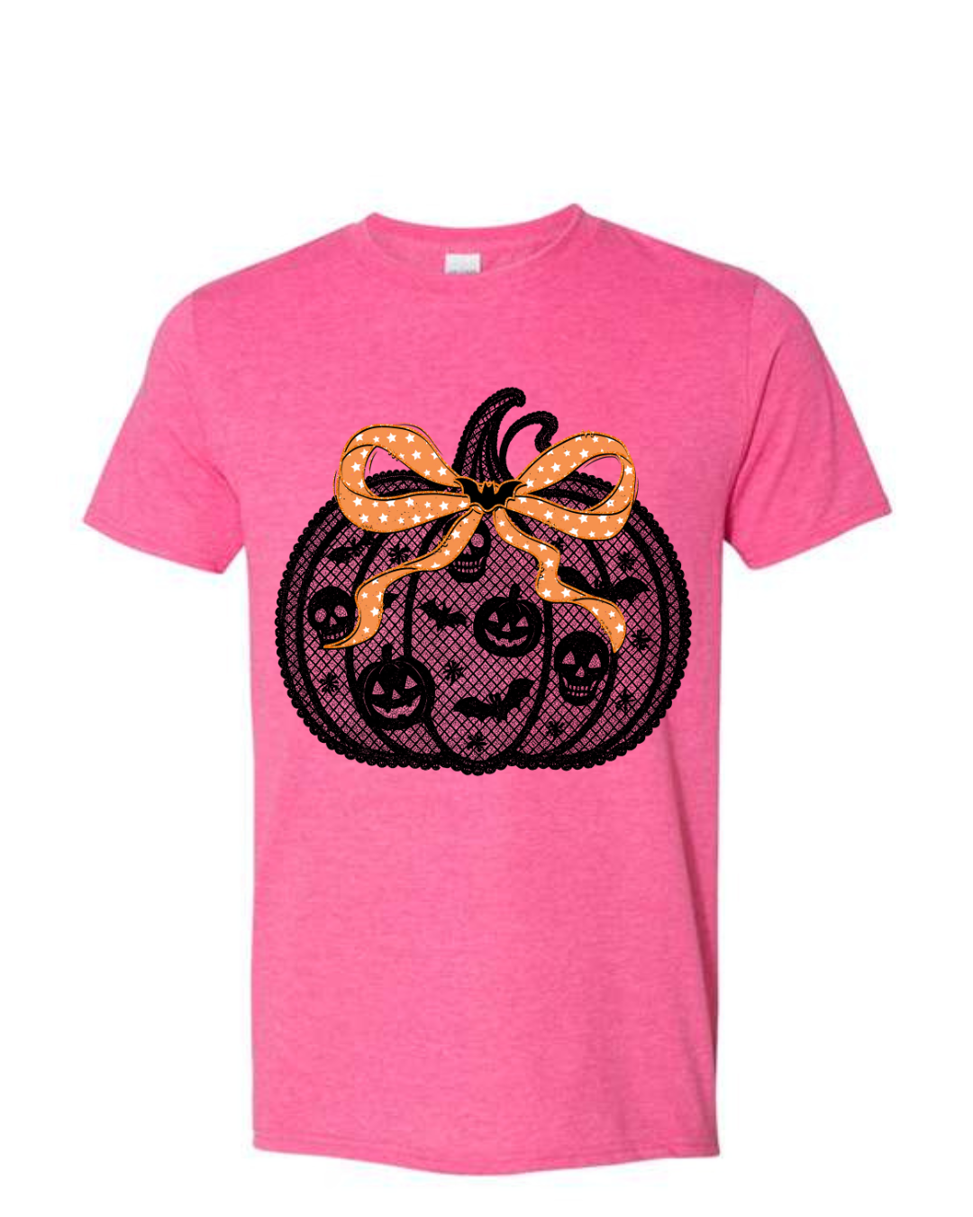 Pink & Black Pumpkin Lace Tee