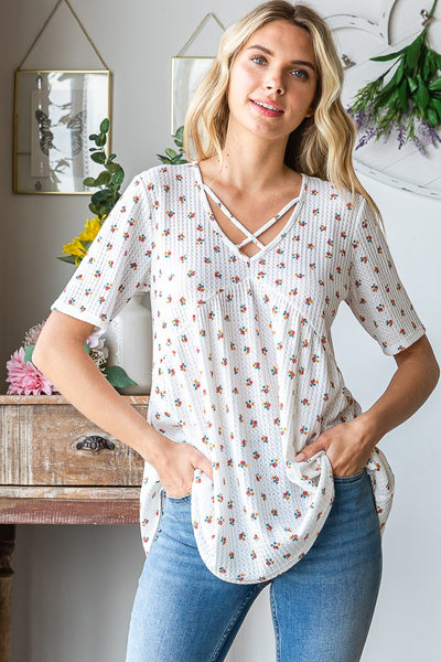 Lyla Ivory Ditsy Floral Top