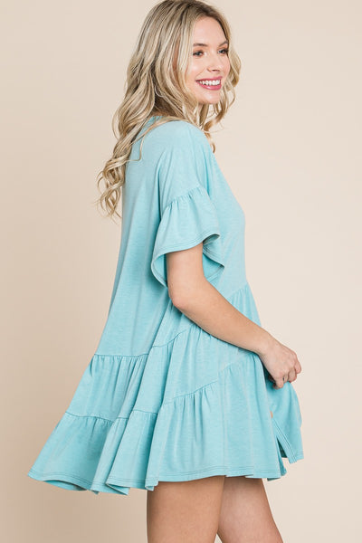 Mint Blue Tiered Button Tunic