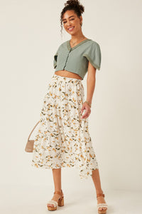 Mandy Cream Floral Maxi Skirt