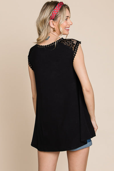 Black Lace Knit Top