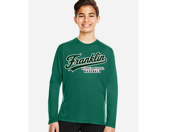 Team 365 Youth Long Sleeve Performance T-shirt- Franklin Middle School Baseball