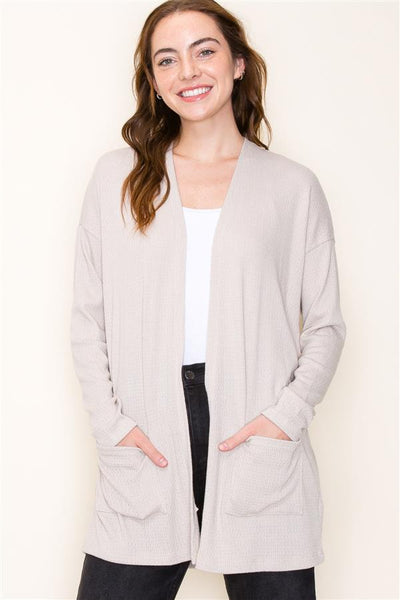Taupe Textured Knit Cardigan