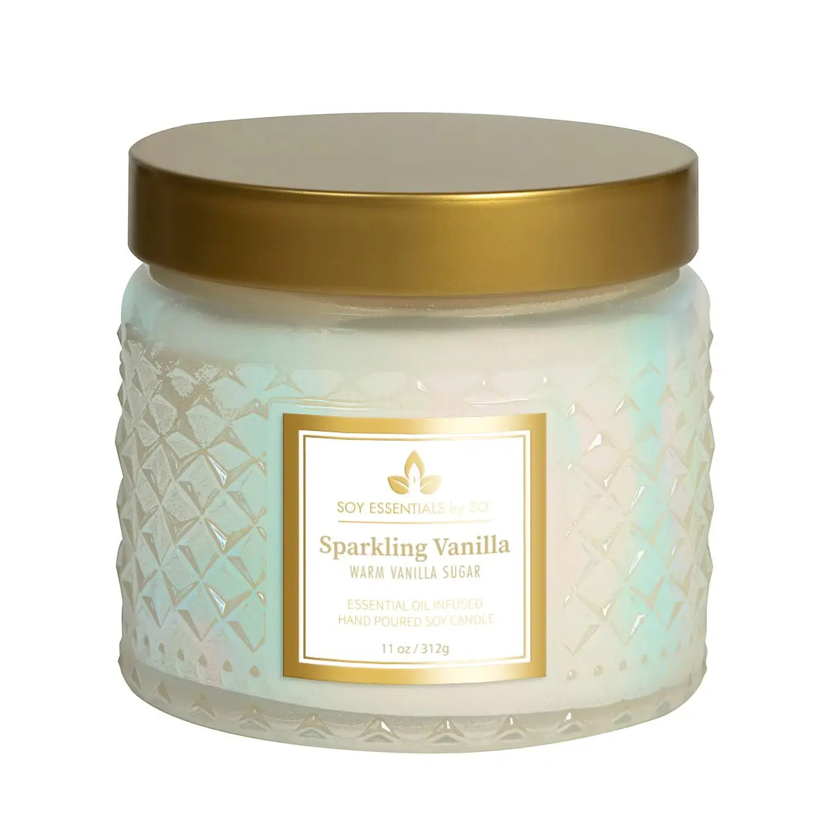 Sparkling Vanilla 11oz Faceted Glass Jar Soy Candle